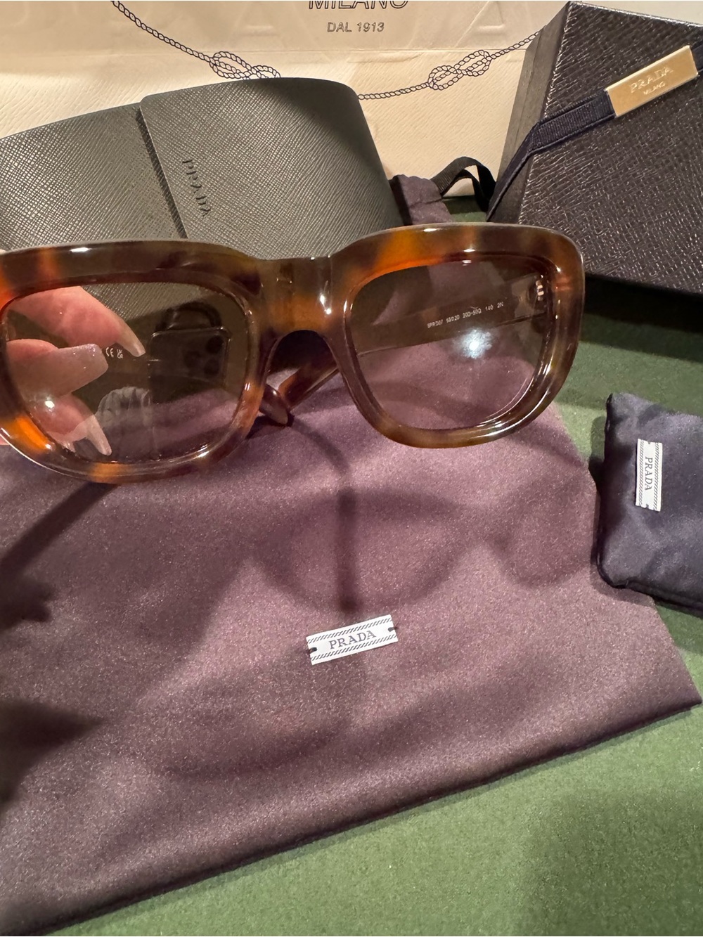 NEW with Tags. Prada Tortoiseshell Brown Frame Sunglasses with Gray Lenses - Picture 5 of 9